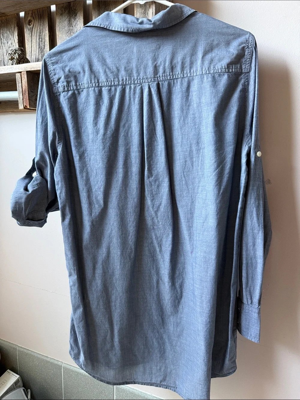 J. Crew Women’s M  Blue Long-Sleeve 3/4 Button-Down Shirt with Tie Up Sleeves